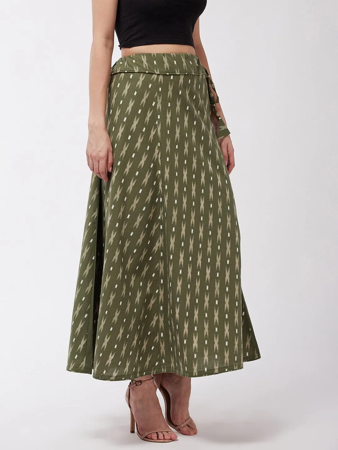 Moss Green Ikkat Skirt