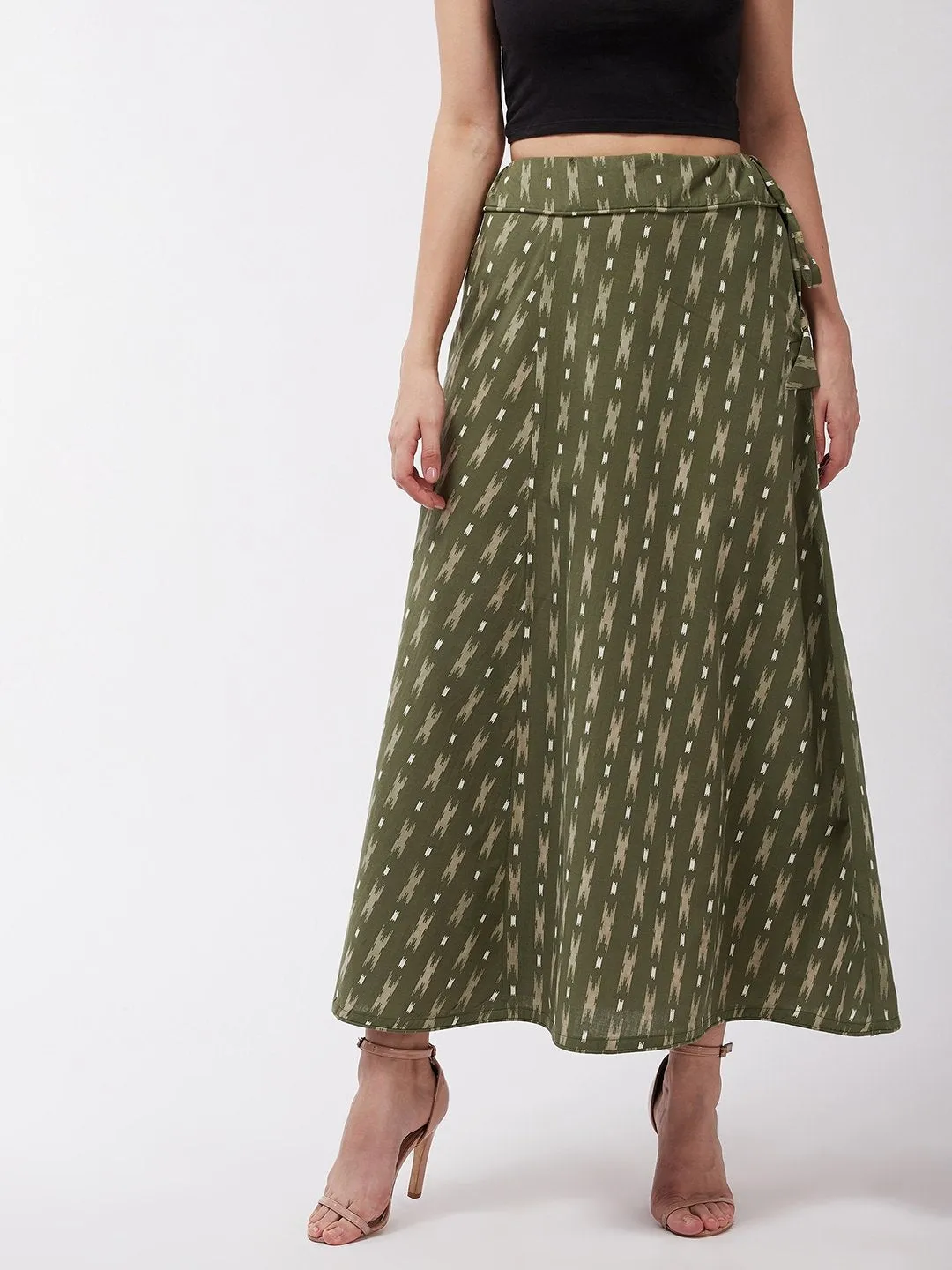 Moss Green Ikkat Skirt
