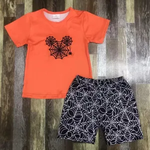 Mouse ears Halloween Spider Web Short Set