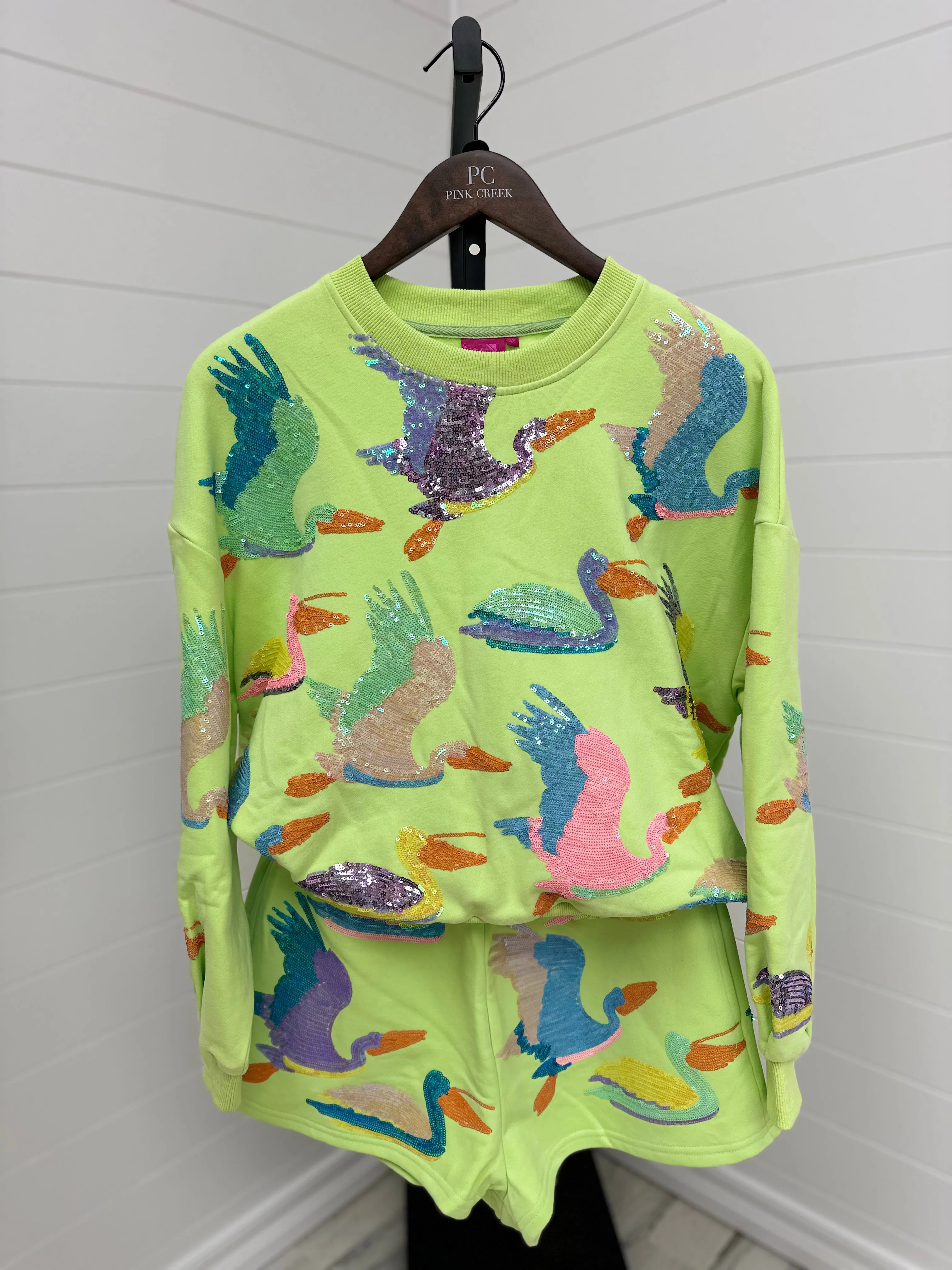 Multi Bird Shorts - Lime Green [Queen of Sparkles]