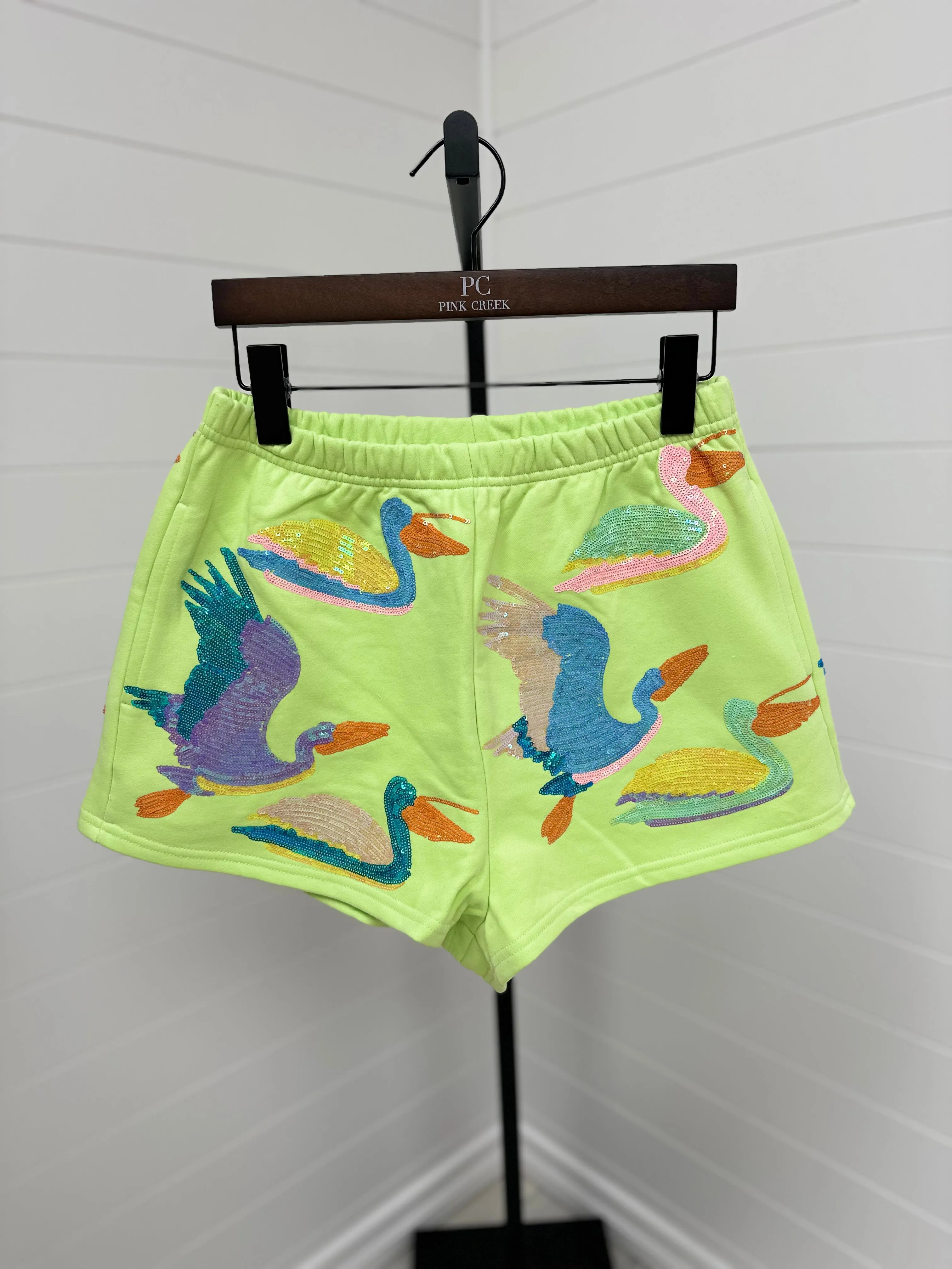 Multi Bird Shorts - Lime Green [Queen of Sparkles]
