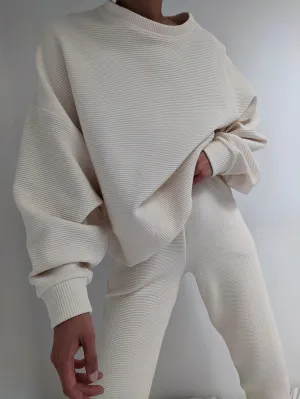 Na Nin - Margot Rippled Cotton Cropped Sweatshirt (Cream)