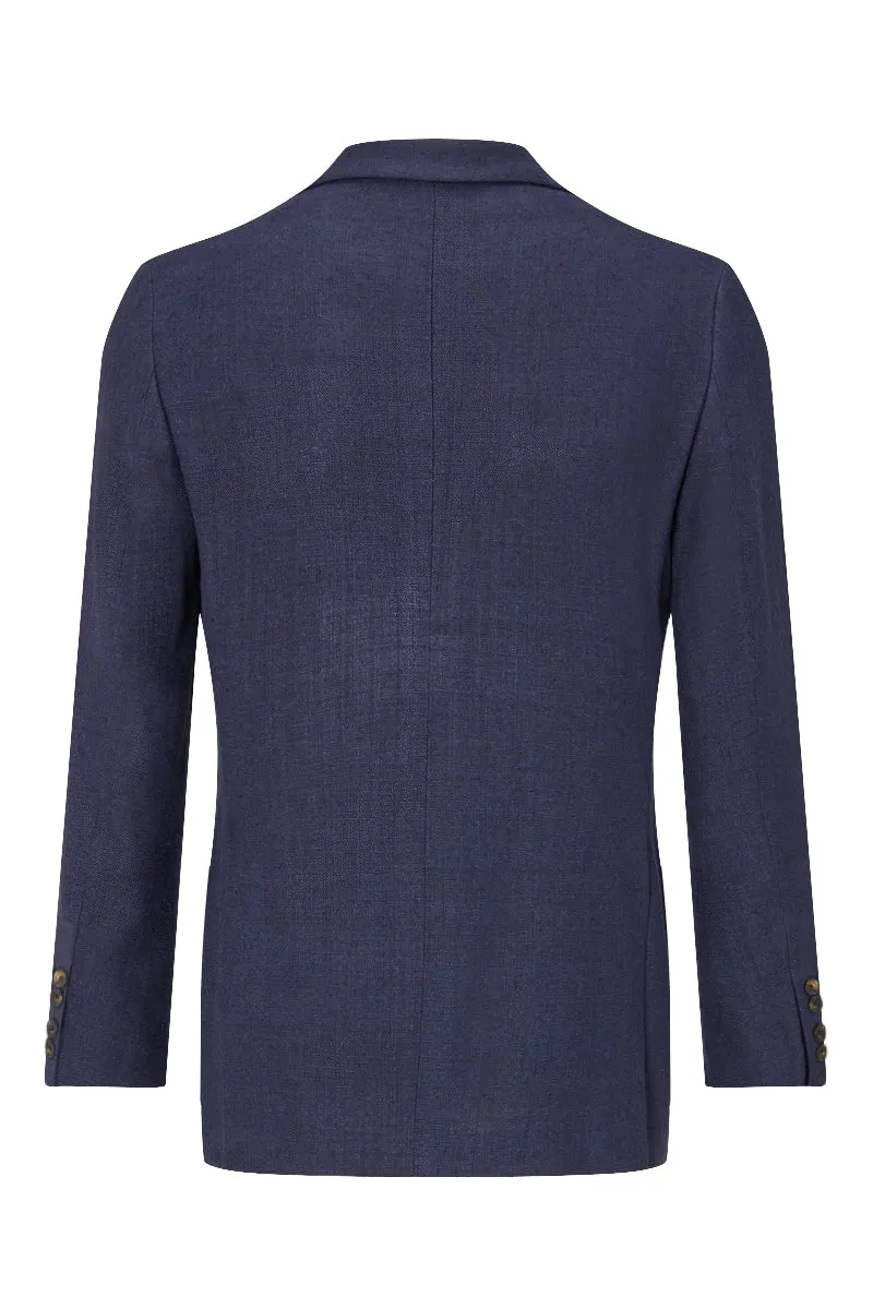 Navy 5 Button Linen Jacket