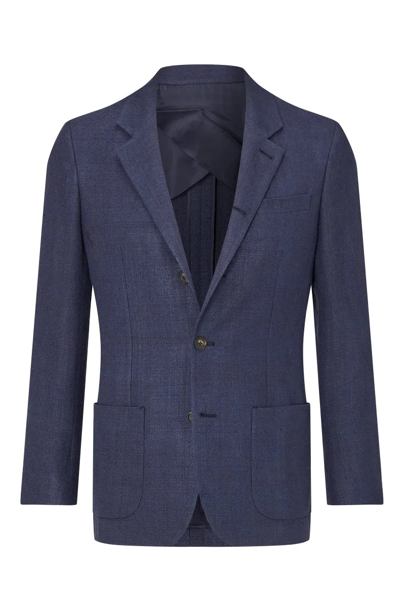 Navy 5 Button Linen Jacket