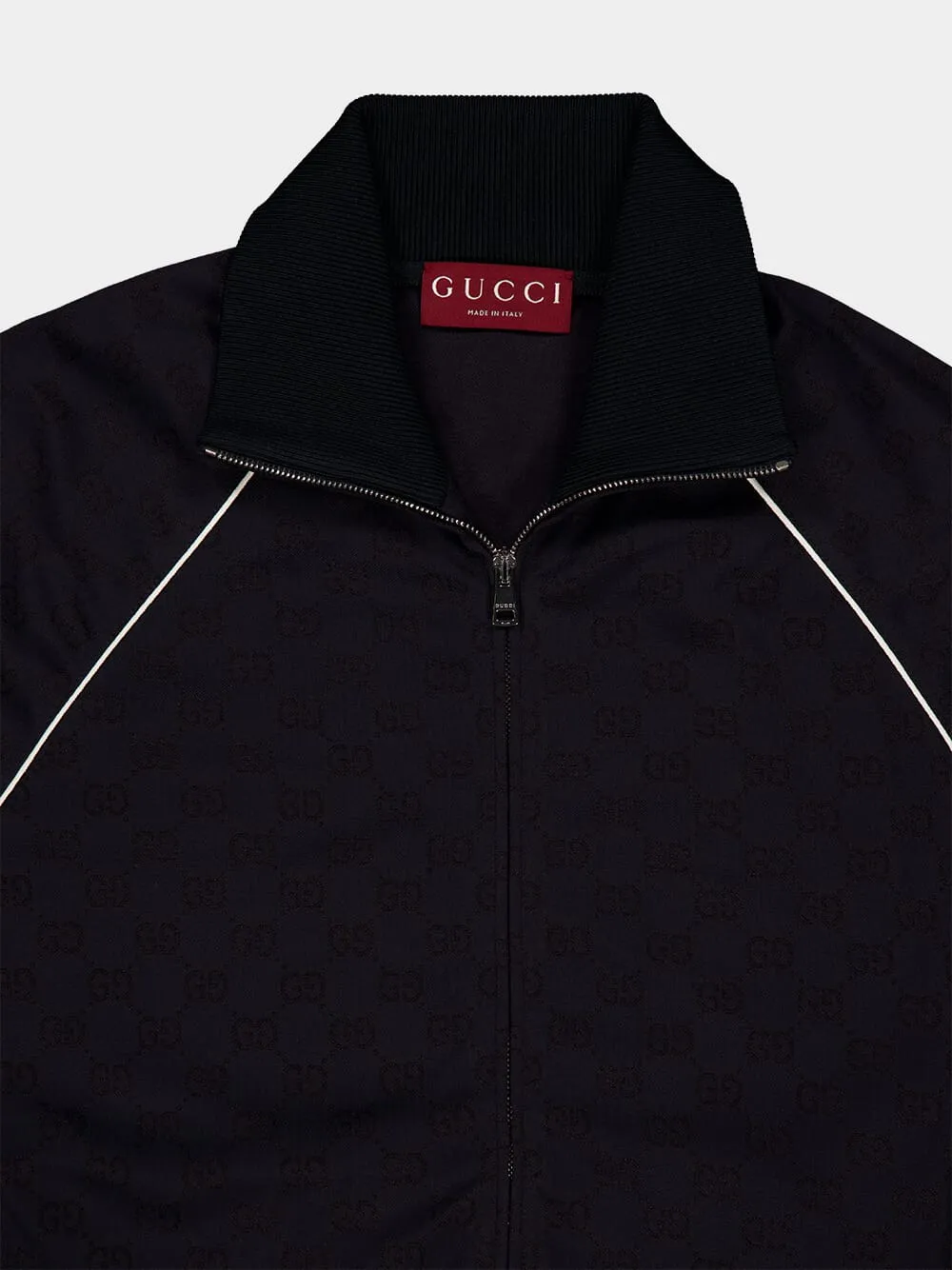 Navy Blue GG Nylon and Jersey Zip Jacket