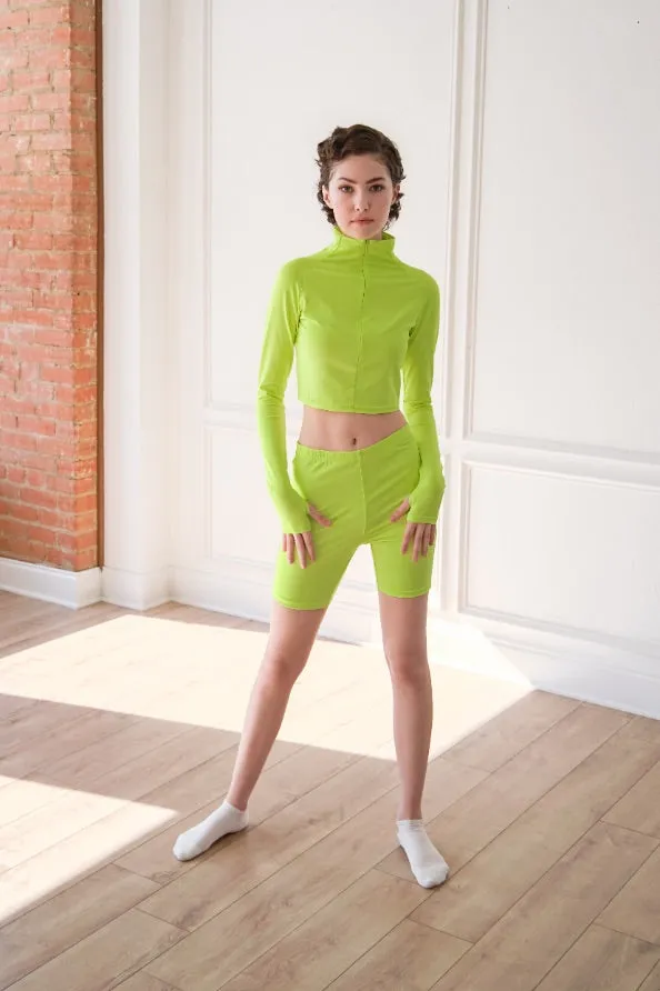 Neon Pullover & Biker Shorts