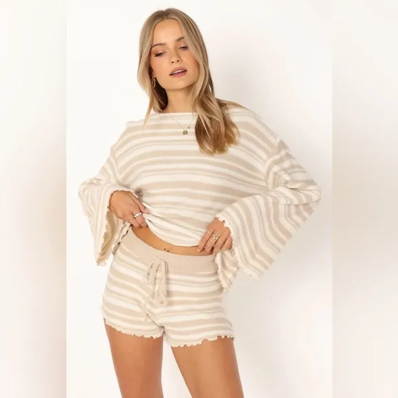 NWOT Petal &amp; Pup CHRISTINA KNIT SET - BEIGE STRIPE