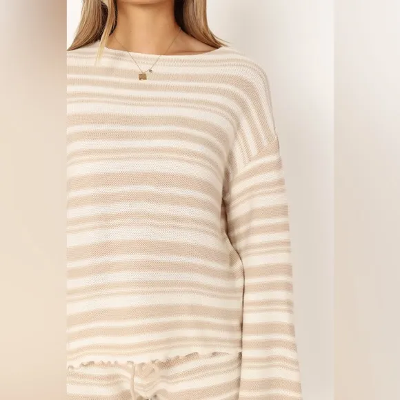 NWOT Petal &amp; Pup CHRISTINA KNIT SET - BEIGE STRIPE
