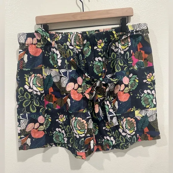NWT Johnny Was Shorts Women's 100% Linen Patricia Easy Boho Floral Belted SZ XL