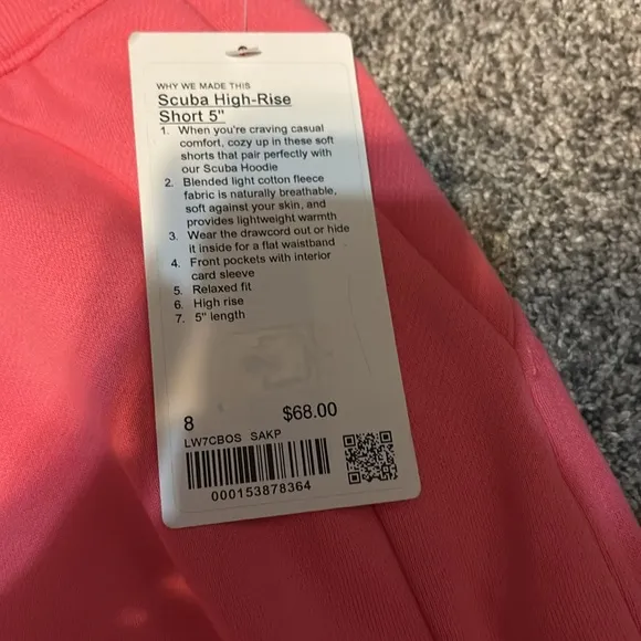 NWT Lululemon Scuba High-Rise Short 5&quot; in Sakura Pink Size 8