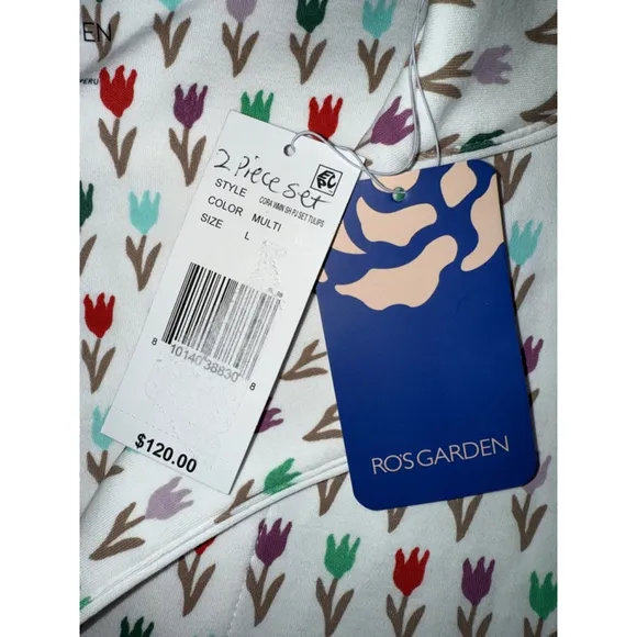 NWT Ro's Garden Tulip 2 Piece Pima Cotton Pajama Set Size Women's Size Large