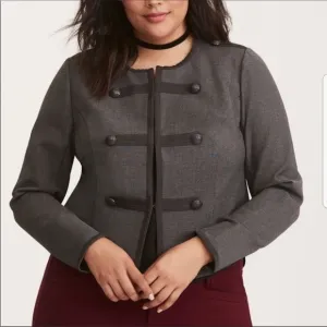 NWT Torrid size 2X cropped grey military jacket