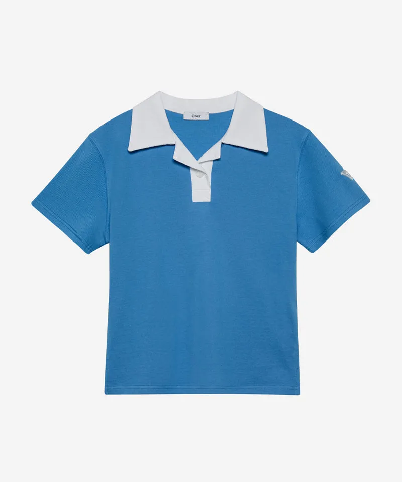 OBER Golf Color Block PK Cara T-Shirt - Blue