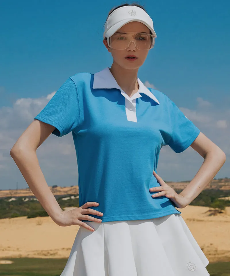 OBER Golf Color Block PK Cara T-Shirt - Blue