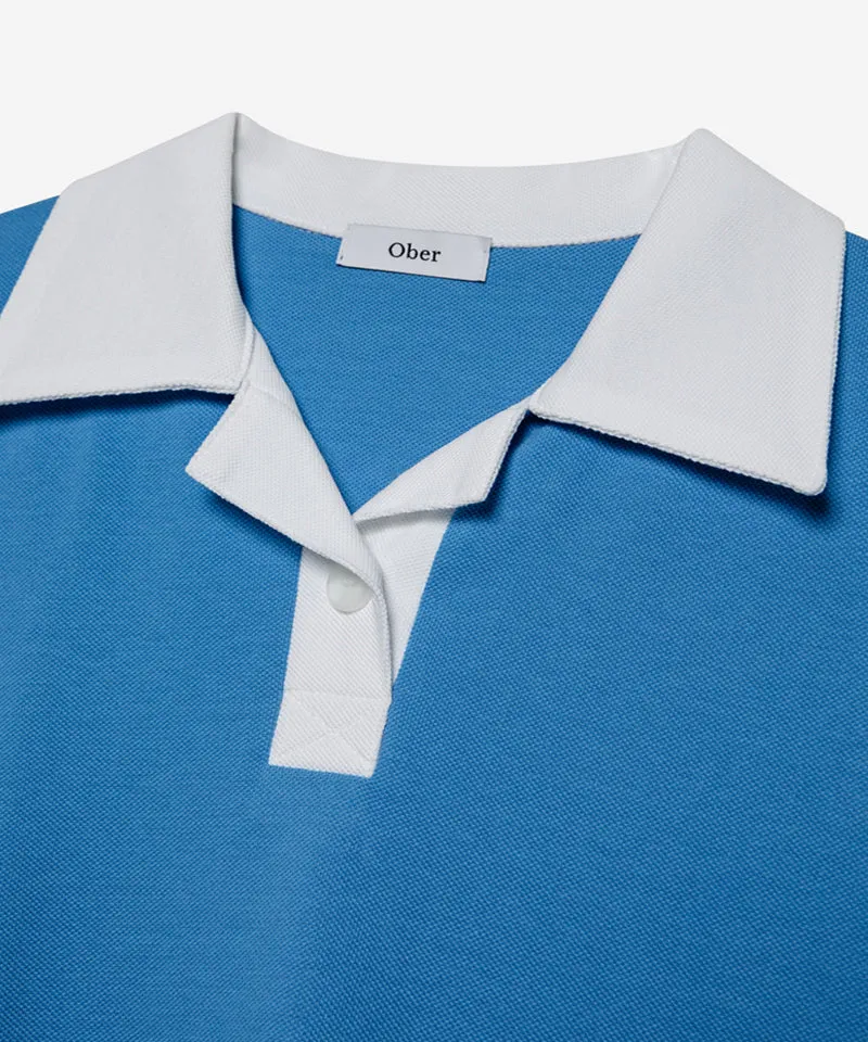 OBER Golf Color Block PK Cara T-Shirt - Blue