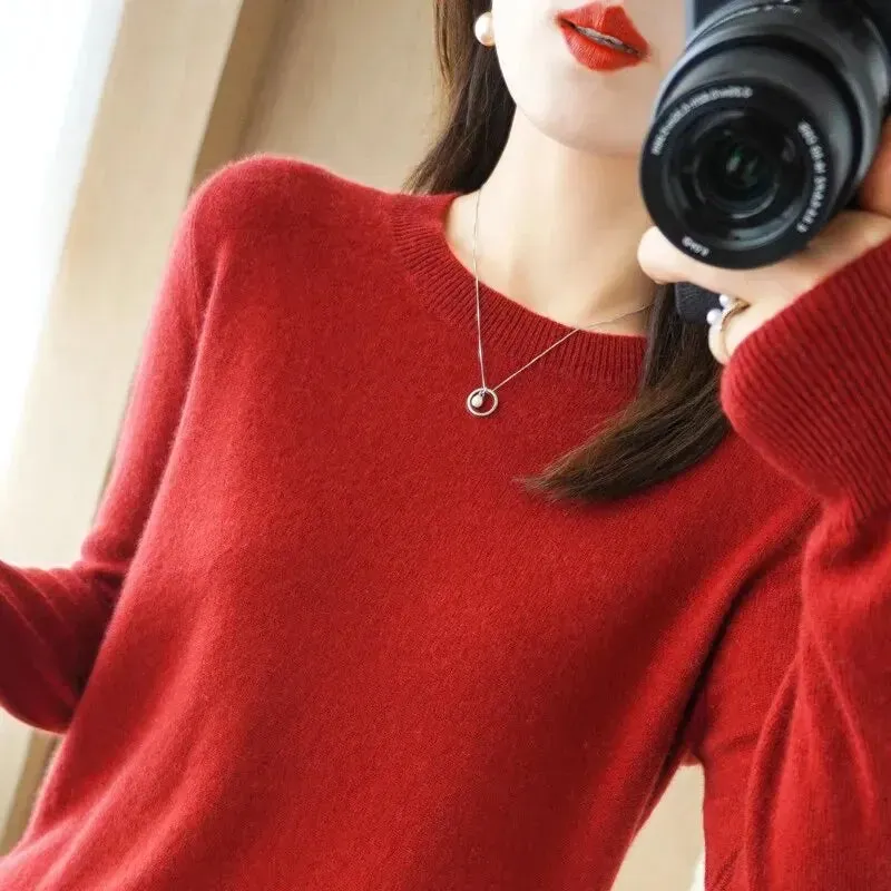 Obsidian Phoenix Women’s O-Neck Knit Sweater – Cozy & Stylish Essential