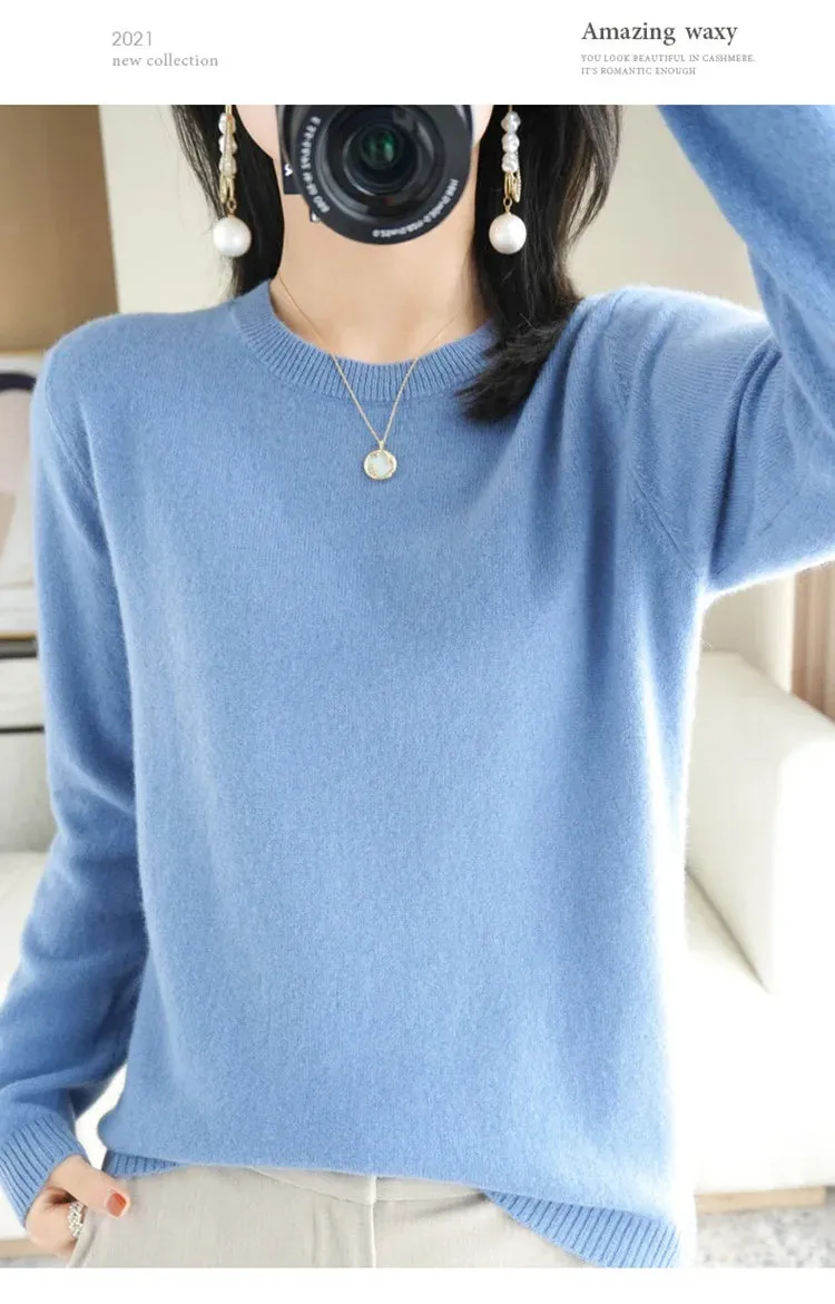 Obsidian Phoenix Women’s O-Neck Knit Sweater – Cozy & Stylish Essential