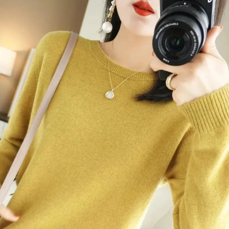 Obsidian Phoenix Women’s O-Neck Knit Sweater – Cozy & Stylish Essential