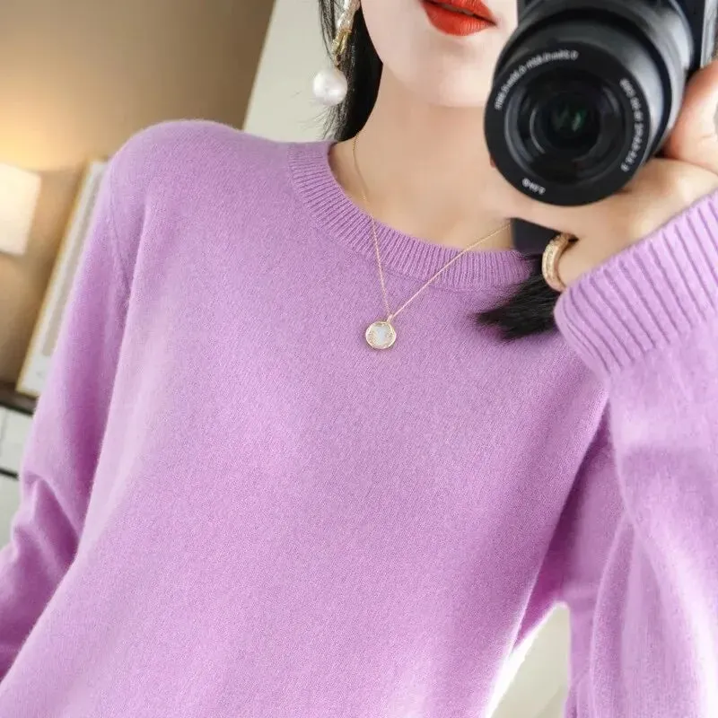 Obsidian Phoenix Women’s O-Neck Knit Sweater – Cozy & Stylish Essential