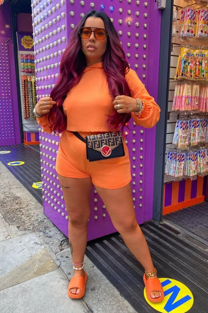 Orange Back Cut Out Cropped Hoodie - Yalena