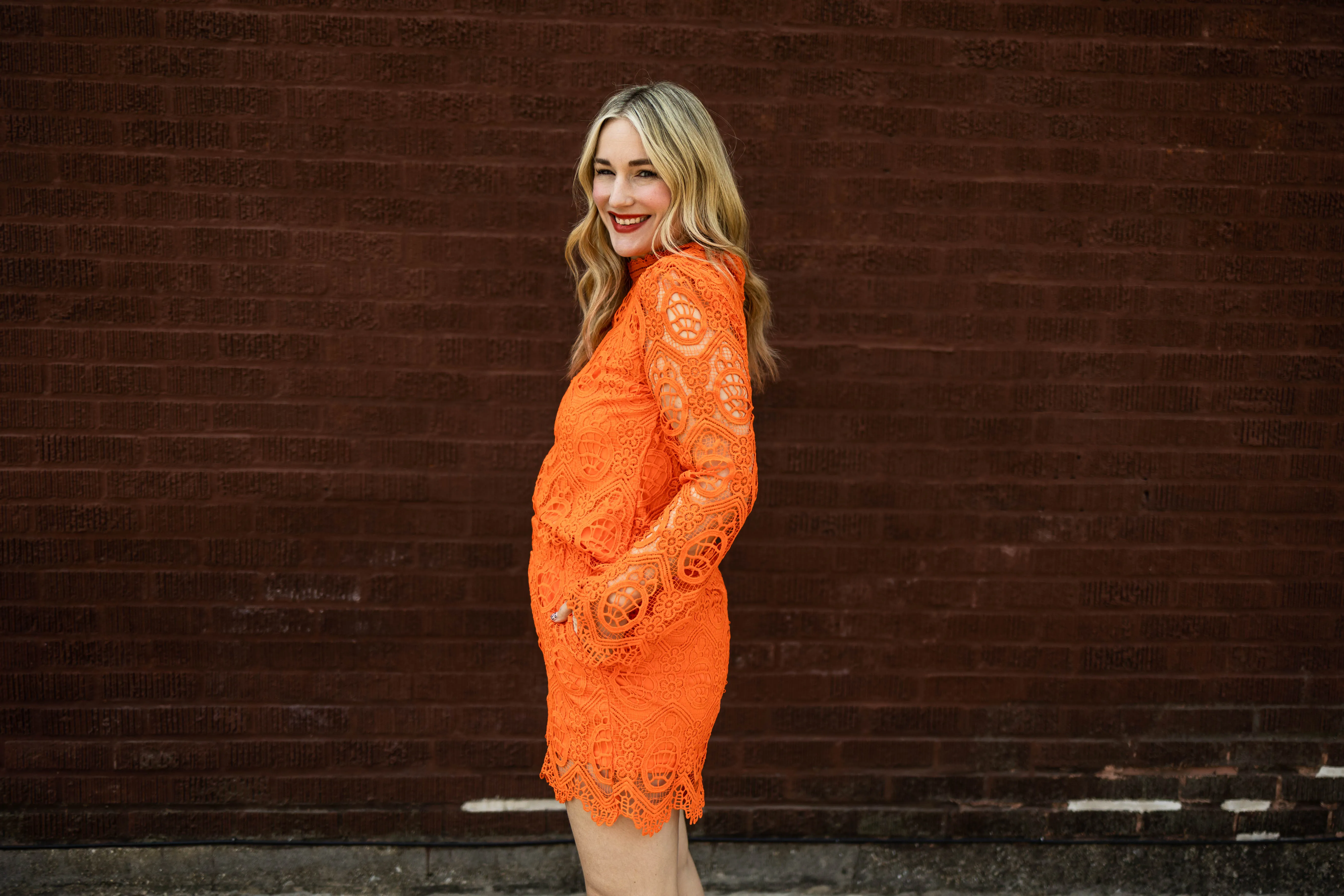 oriane lace shorts in orange