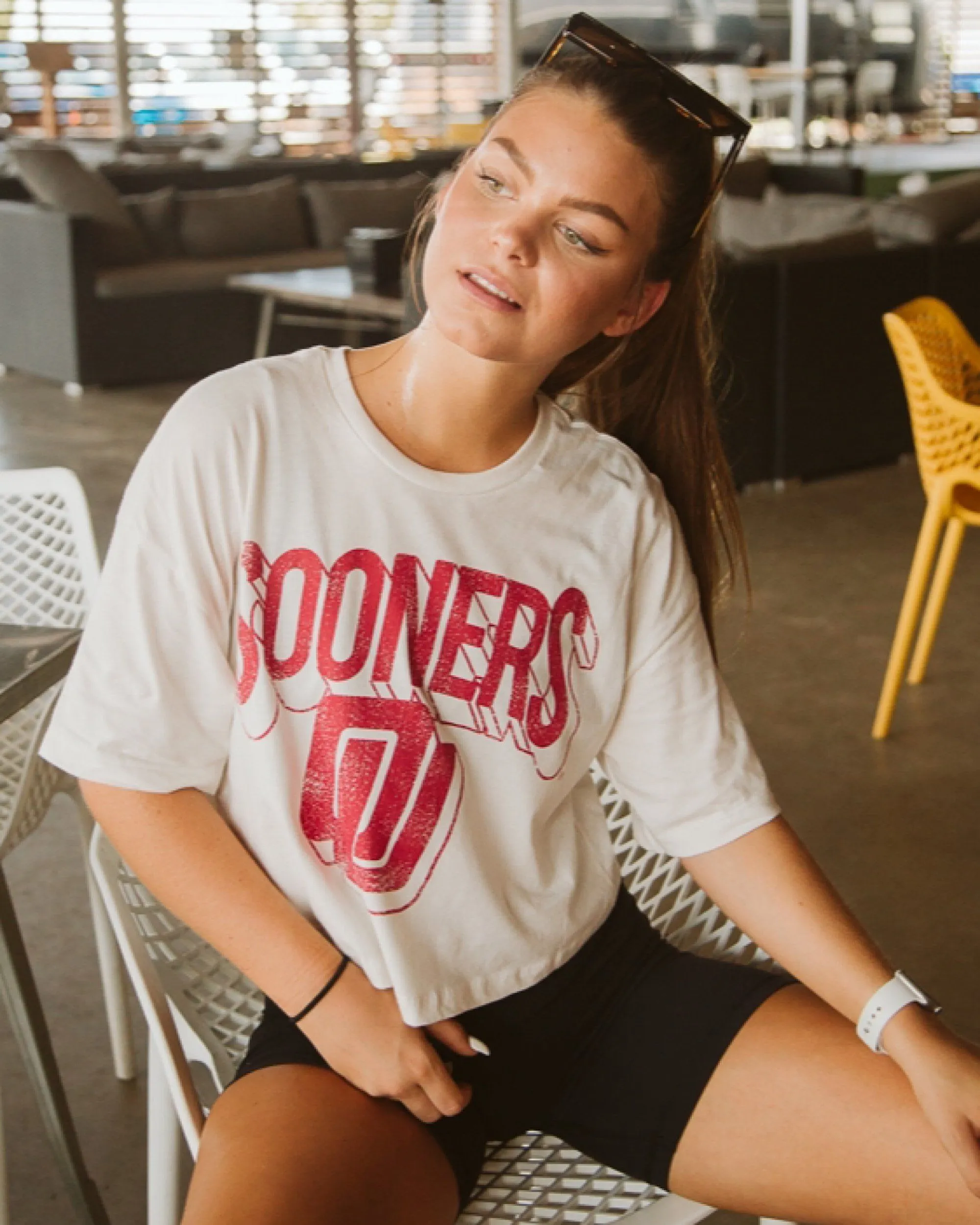 OU Disco Ivory Cropped Tee