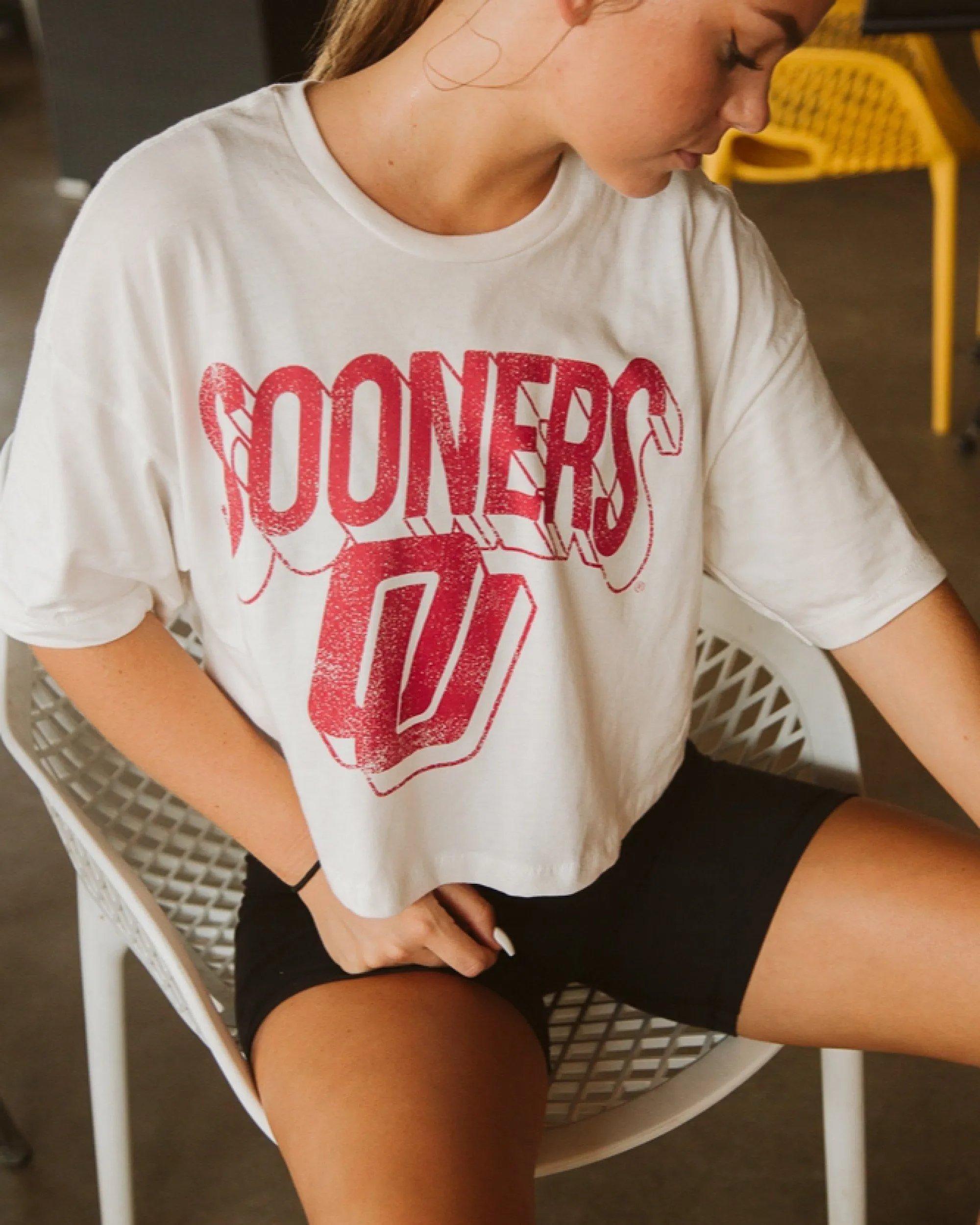 OU Disco Ivory Cropped Tee