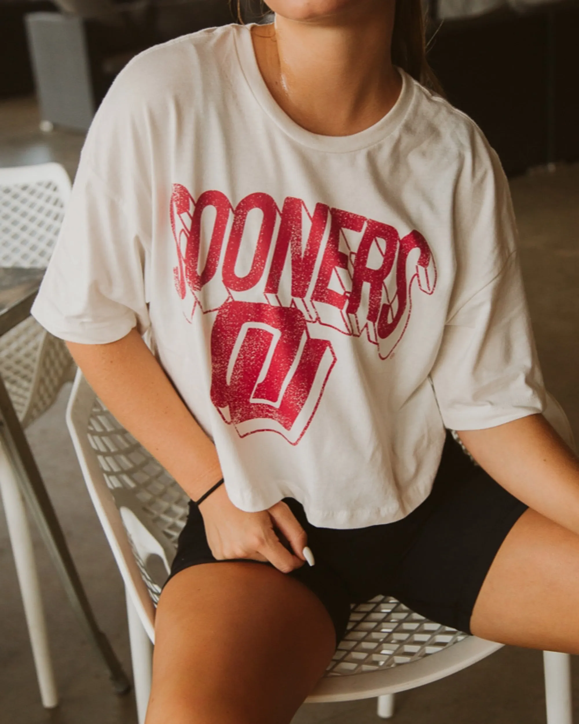 OU Disco Ivory Cropped Tee