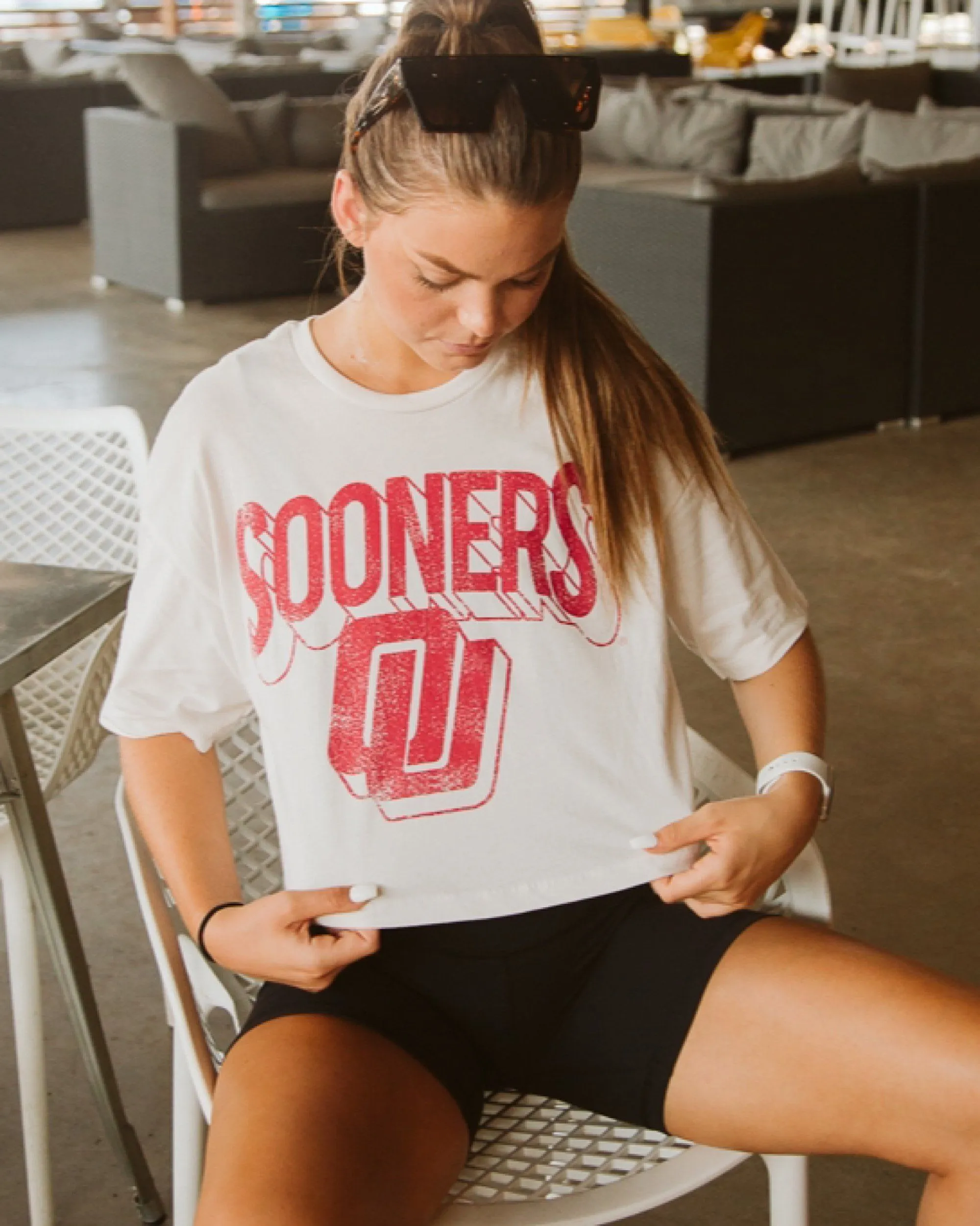 OU Disco Ivory Cropped Tee