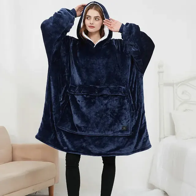 Oversized Warm Winter Lazy Hoodies Robe Jacket Dark Light Gray Navy AMB
