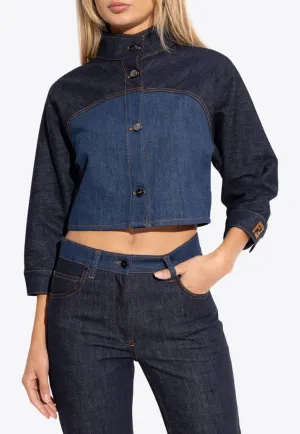 Paneled Denim Cropped Jacket