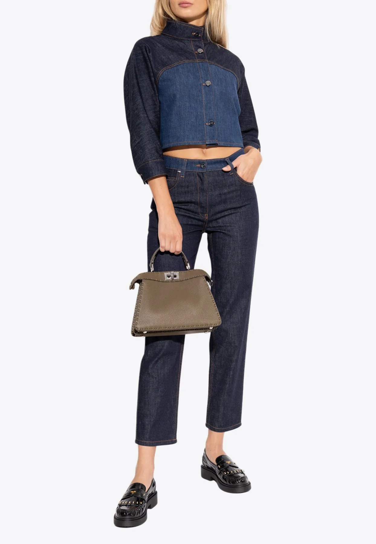 Paneled Denim Cropped Jacket