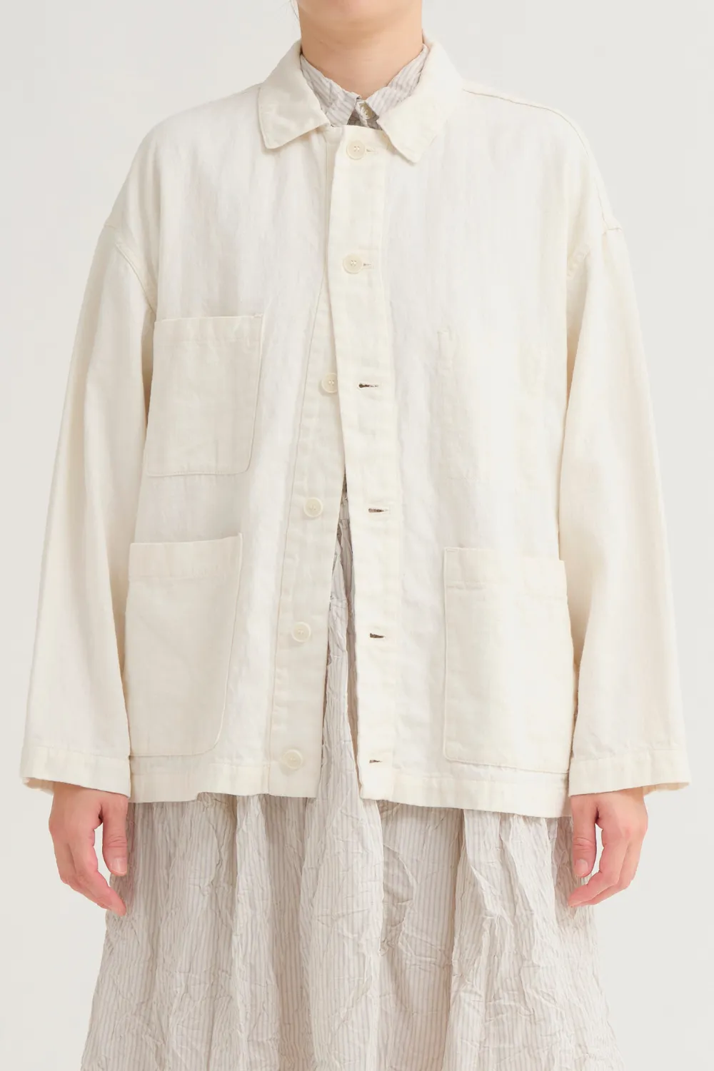 Pas de Calais Cotton Linen Satin Coverall Jacket