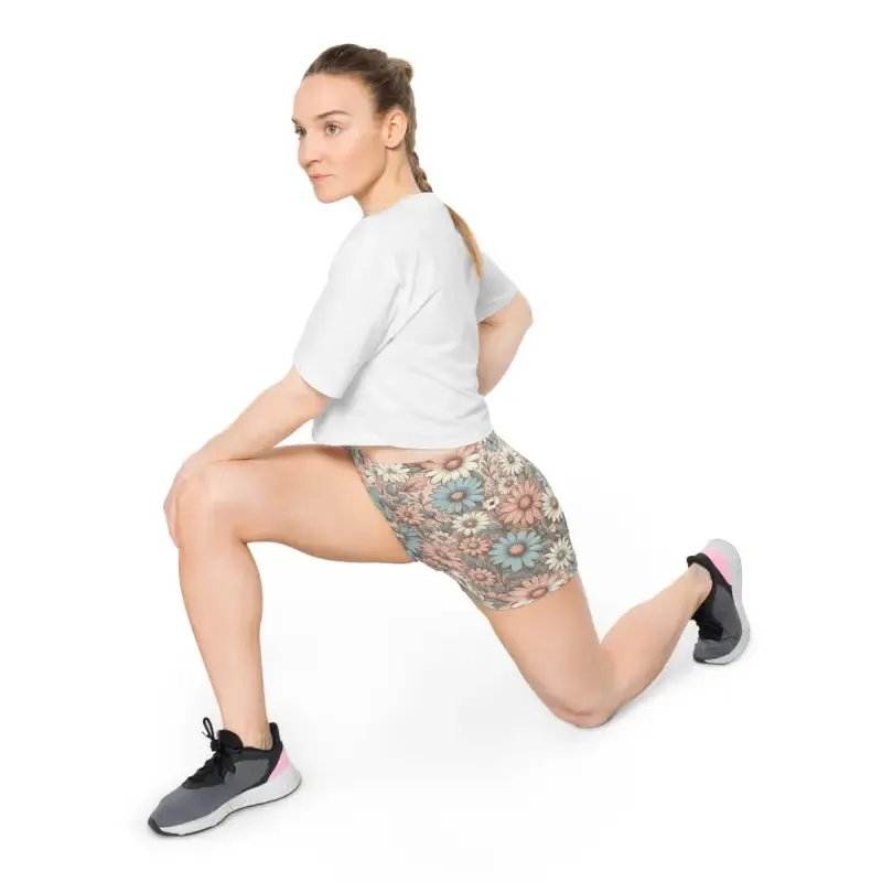 Pastel Daisies Womens Shorts with Moisture Wicking