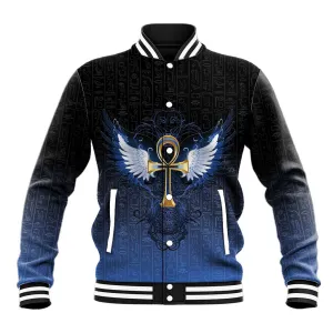 Personalised Egyptian Ankh Baseball Jacket Egypt Hieroglyphs Pattern LT15