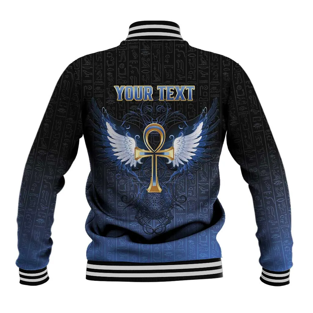 Personalised Egyptian Ankh Baseball Jacket Egypt Hieroglyphs Pattern LT15
