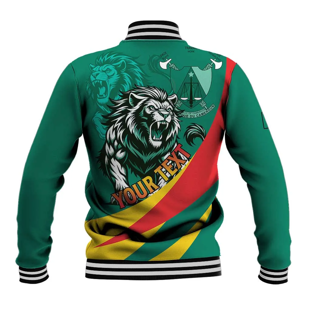 Personalised Happy Cameroon National Day Baseball Jacket Lion With Coat Of Arms - Curve Style LT15