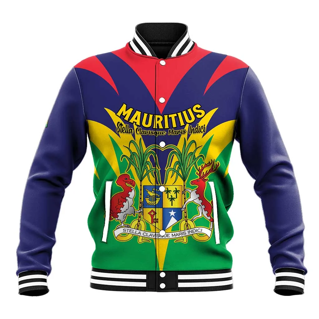 Personalised Republique de Maurice Baseball Jacket Coat Of Arms Flag Style LT15