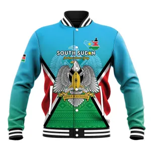 Personalised South Sudan Baseball Jacket Coat Of Arms - Happy Independence Day LT15