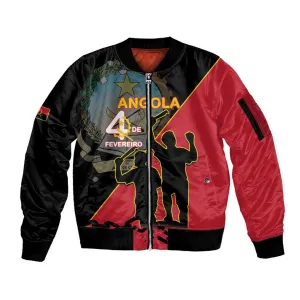 Personalized 4 De Fevereiro Angola Sleeve Zip Bomber Jacket Coat Of Arms Style LT15