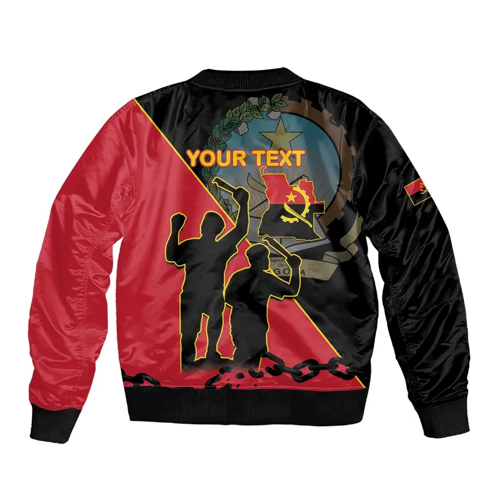 Personalized 4 De Fevereiro Angola Sleeve Zip Bomber Jacket Coat Of Arms Style LT15