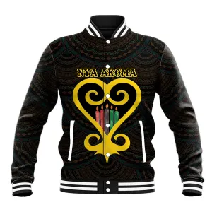 Personalized  African-American Black Love Day Baseball Jacket Sankofa Heart - Nya Akoma LT15