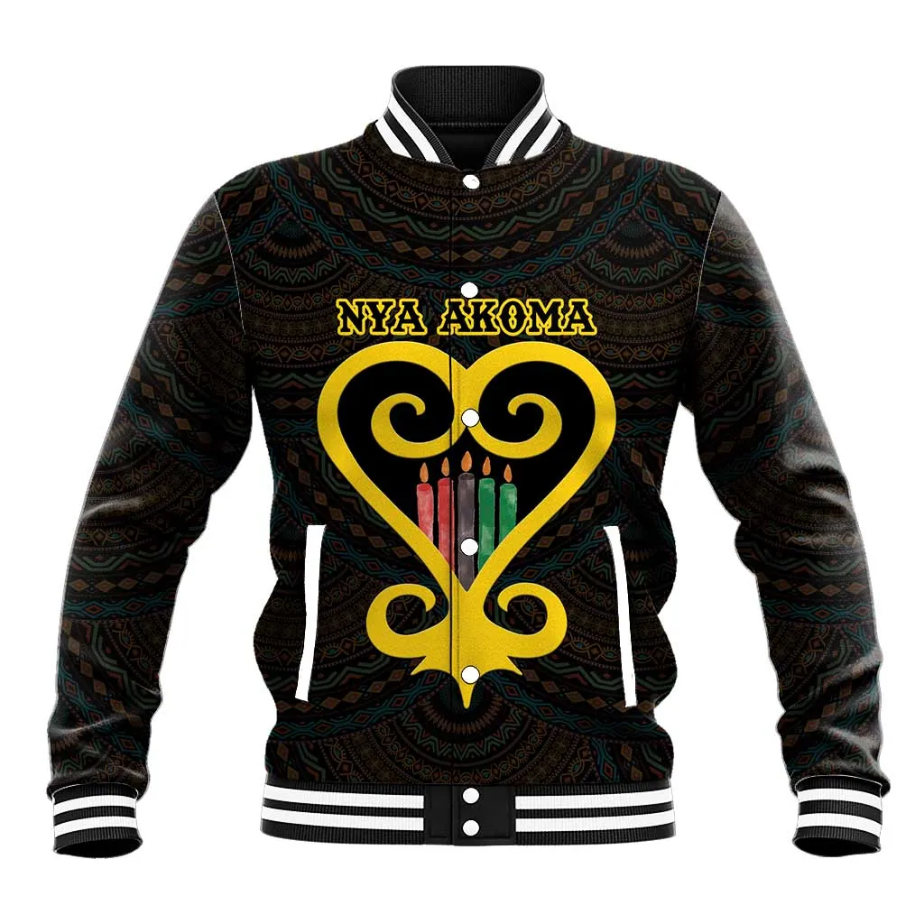 Personalized  African-American Black Love Day Baseball Jacket Sankofa Heart - Nya Akoma LT15