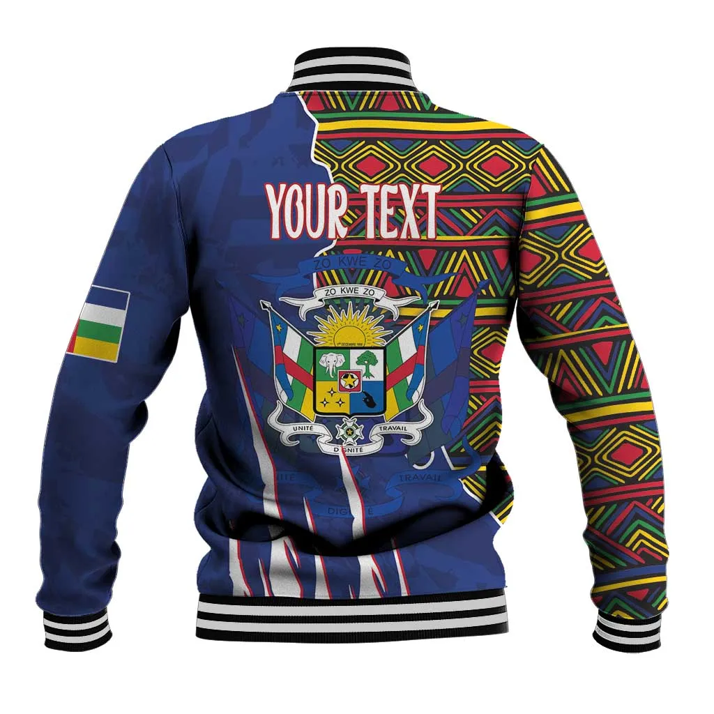 Personalized Central African Republic Coat Of Arms Baseball Jacket Kente Pattern LT18