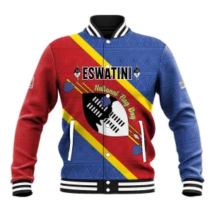 Personalized Happy Swaziland National Flag Day Baseball Jacket Nguni Shield Flag Style - African Pattern LT15