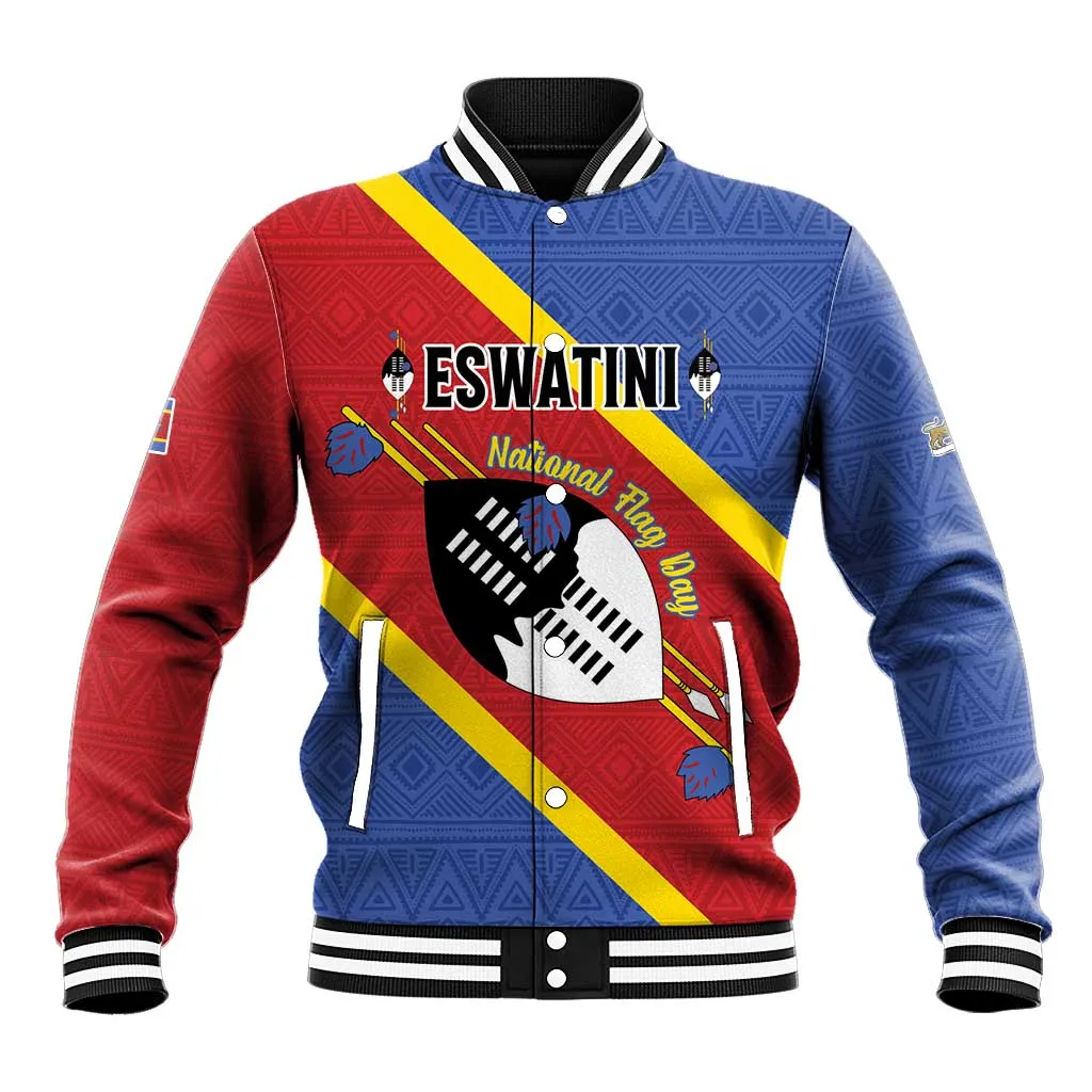 Personalized Happy Swaziland National Flag Day Baseball Jacket Nguni Shield Flag Style - African Pattern LT15