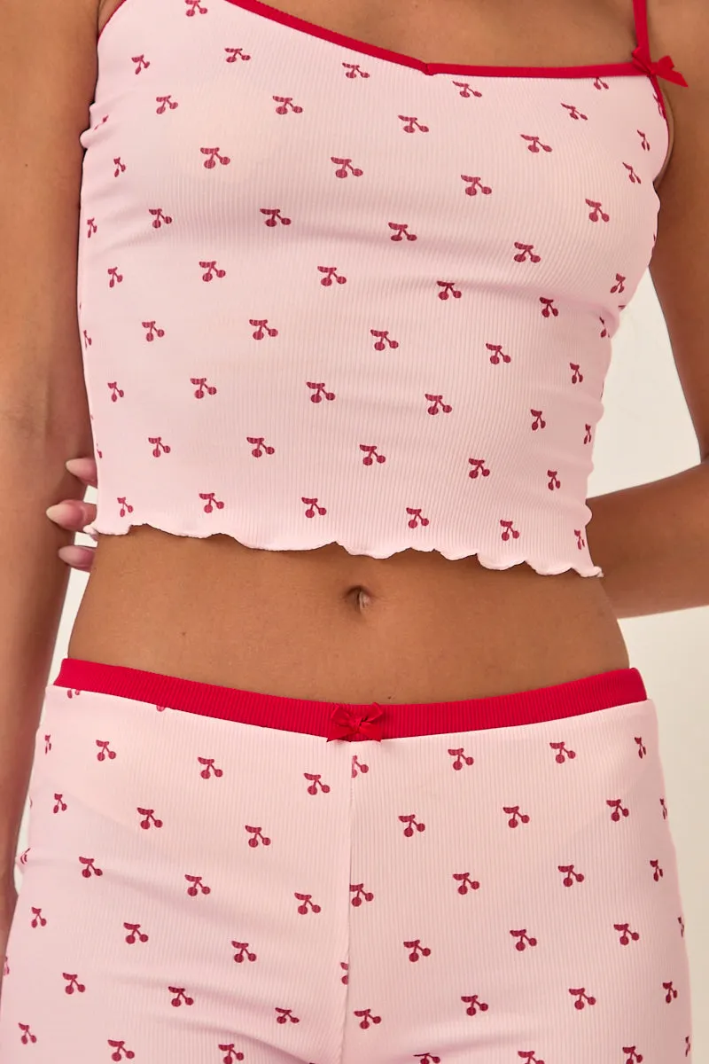 Pink Cherry Print Short Pyjama Set - Baylin