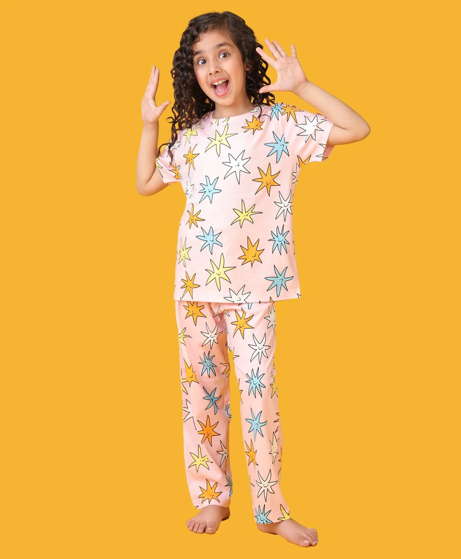 PINK STAR SHORT SLEEVE PYJAMA SET - PINK