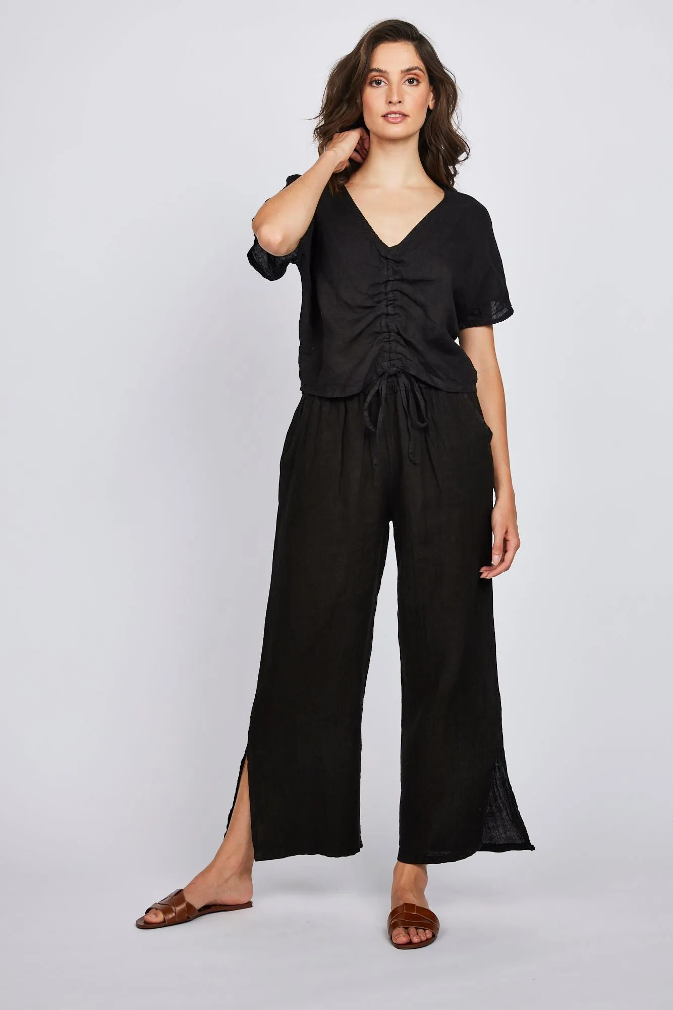 Pistache Cropped Drawstring Top