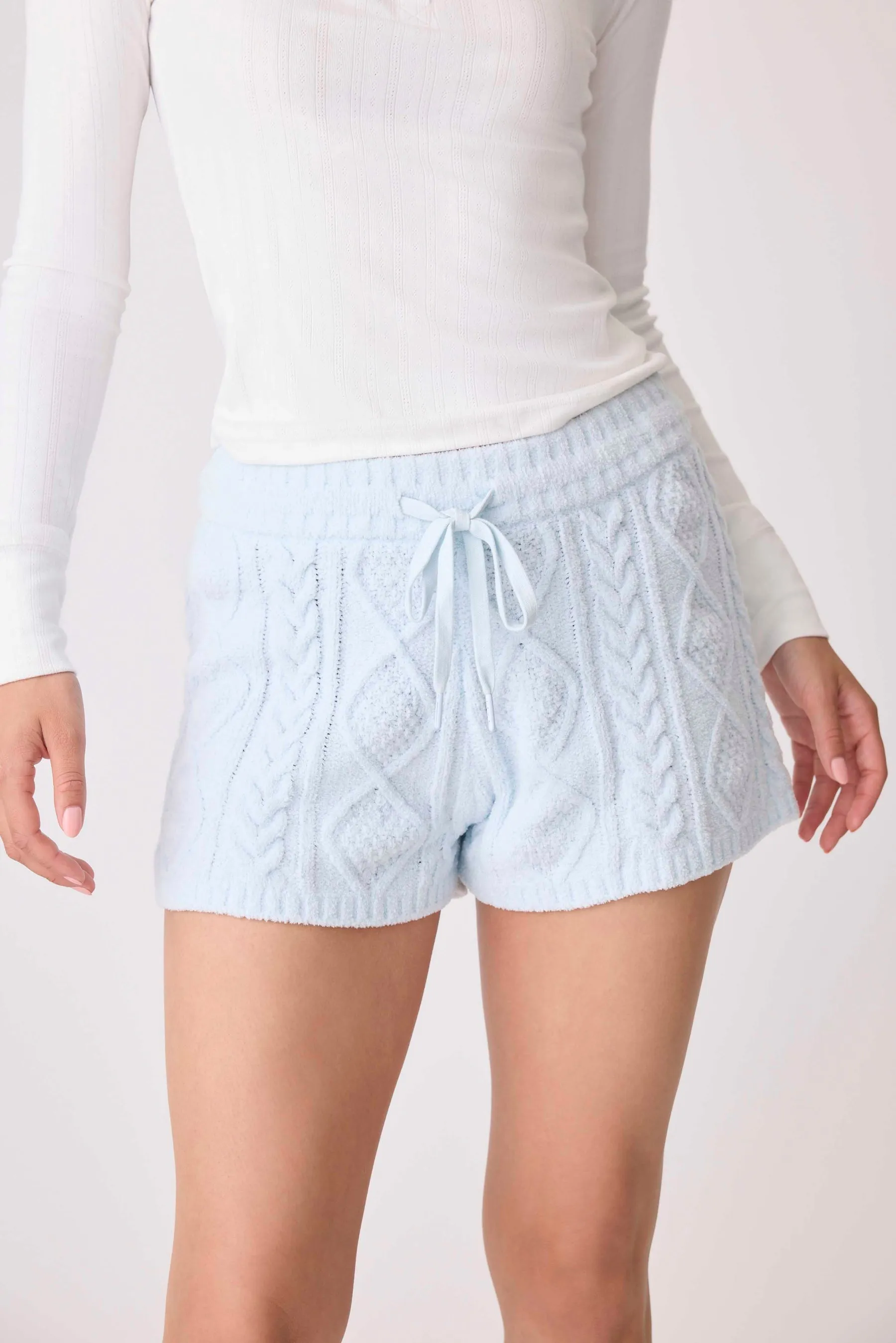 Pj Salvage Cable Crew Cozy Shorts- Blue